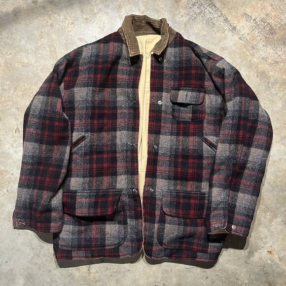 Vintage 80s Unbranded Tan Wool Reversible Barn Coat - Picture 4 of 4